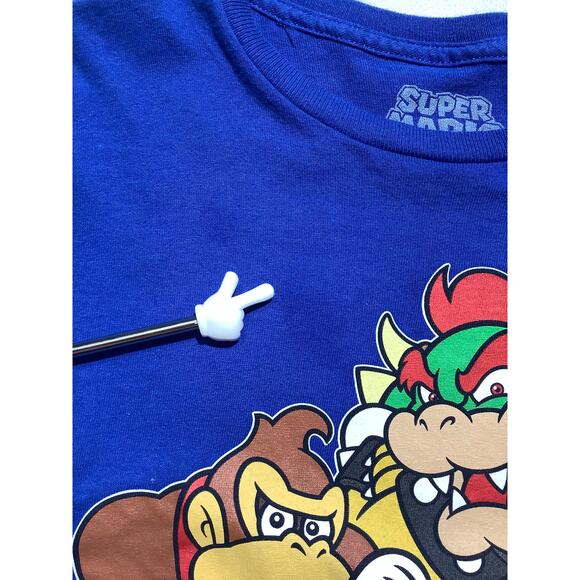 Super Mario Nintendo Graphic T-Shirt Blue Kids Small — Casual, Bowser, Gaming - Picture 5 of 7